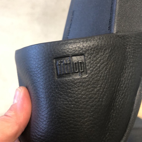 Fitflop Black Leather Slides - Picture 3 of 5